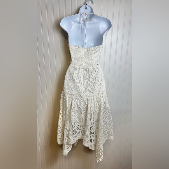 Parker Tulum Cambo White Lace Dress Halter, Midi, Asymmetrical I10 - Picture 6 of 11